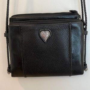 Brighton black pebble leather 3 compartment cross body bag